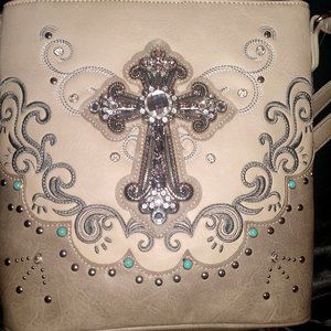 Light taupe bedazzled purse